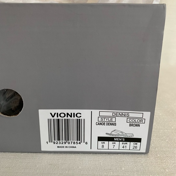 New Vionic Dennis Brown Leather Orthotic Flip Flop Sandals Men’s 8 - Picture 15 of 16